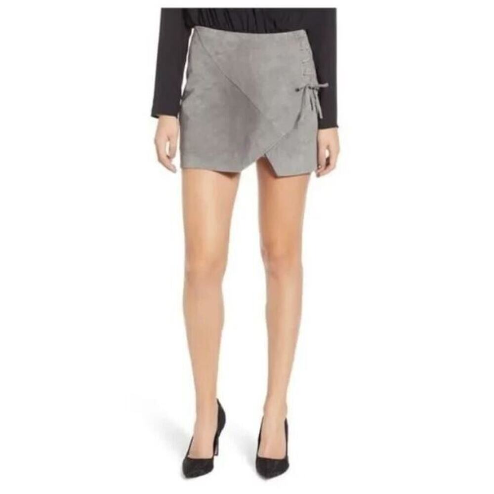 BlankNYC Women's Lace-Up Suede‎ Miniskirt in Grey Size 27 MSRP $98